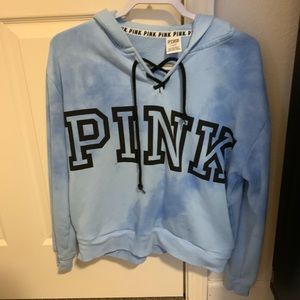Blue Tie Dye PINK Hoodie